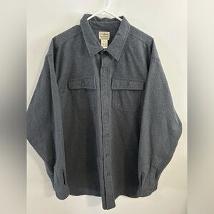 L.L. Bean Chamois Cloth Shirt Flannel Mens XXL Gray Button Up Flap Pocket